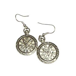Vintage Style Dangle Earrings Sunburst and Clockface Design Boho Jewelry Gift